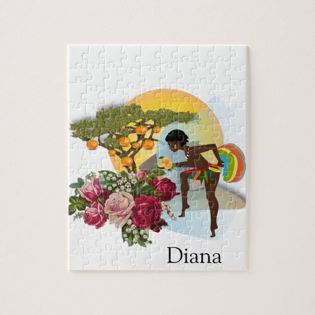 Puzzles African Women Orange Tree Floral (Vertikal)