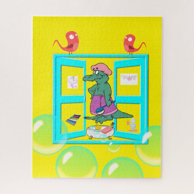 Puzzles Alligator Birds Blase Bath Blasen (Vertikal)