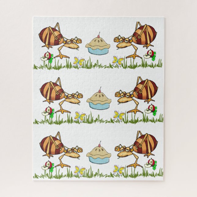 Puzzles Ants Pomme tarte Papillon en herbe (Vertical)