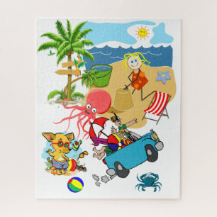 Puzzles Beach Fun Octopus Dog Familienwagen