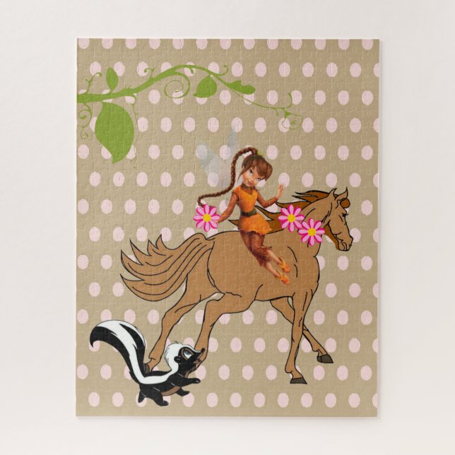 Puzzles Beige Polka dot, rosa Horse Skunk (Vertikal)
