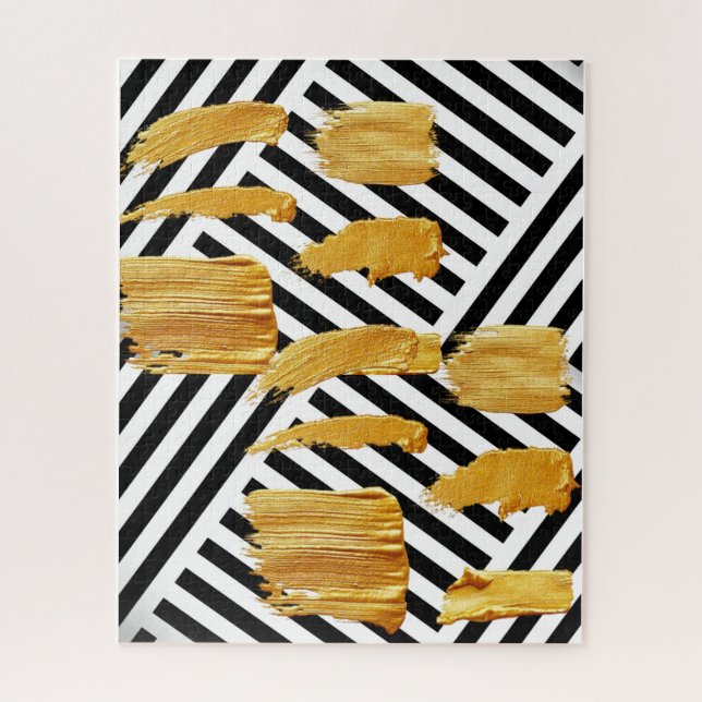 Puzzles Black & White Stripe Gold (Vertical)