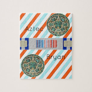 Puzzles Blau Orange Streifen Azteke
