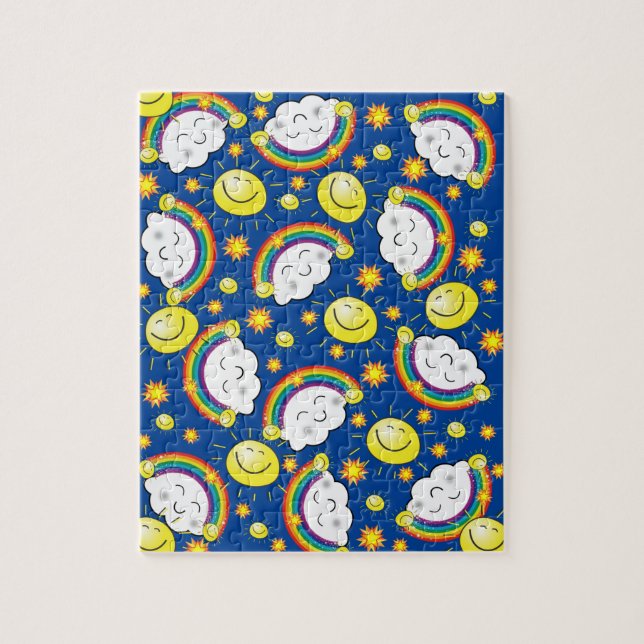 Puzzles Blue Rainbow Sun Clouds Stars (Vertikal)