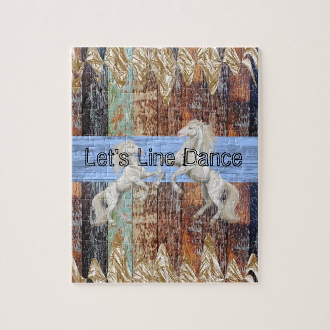 Puzzles Bois Cheval Blanc Let's Line Dance (Vertical)