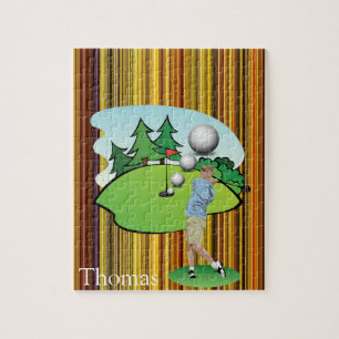 Puzzles Brown Schwarz-weiß Strip Golfer