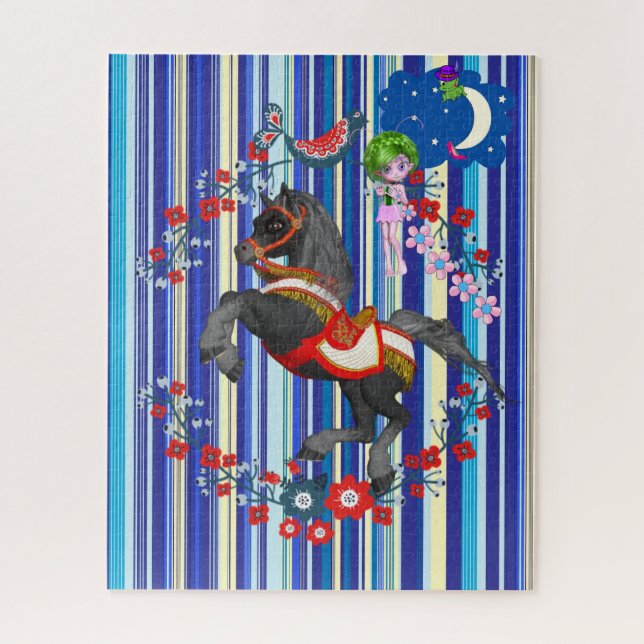 Puzzles Cheval en bande Grenouille fée (Vertical)