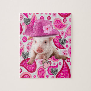 Puzzles Coeurs argentés Paisley Coeur rose