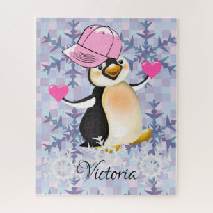 Puzzles Coeurs de pingouins roses Heureux Valentin