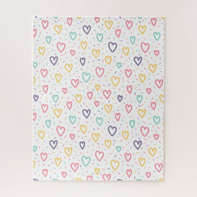 Puzzles Colorful Hearts Happy Valentine's Day  (Vertikal)