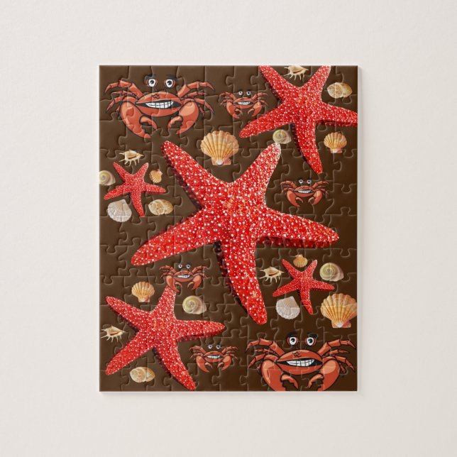 Puzzles Crab Starfish Beach Muscheln braun (Vertikal)