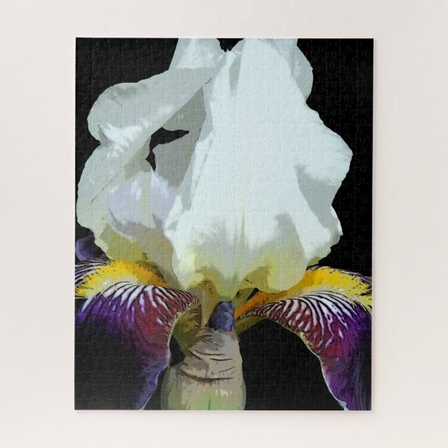 Puzzles de fleurs d'iris violettes et blanches (Vertical)