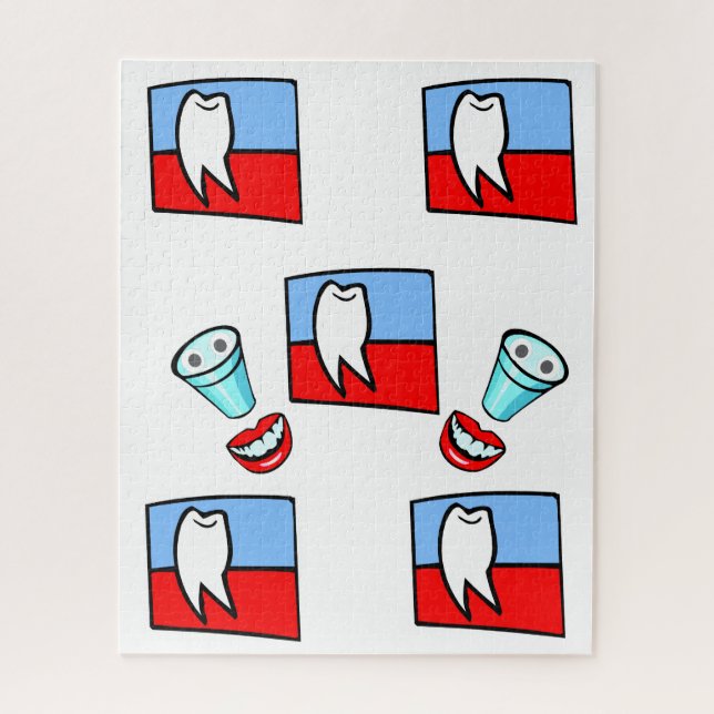 Puzzles Dentiste des dents rouge et bleu (Vertical)