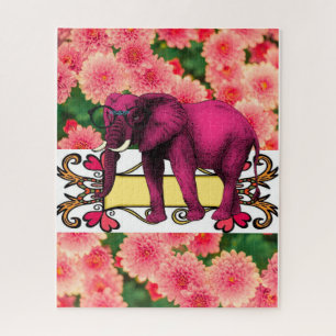 Puzzles Eléphant Rose Floral
