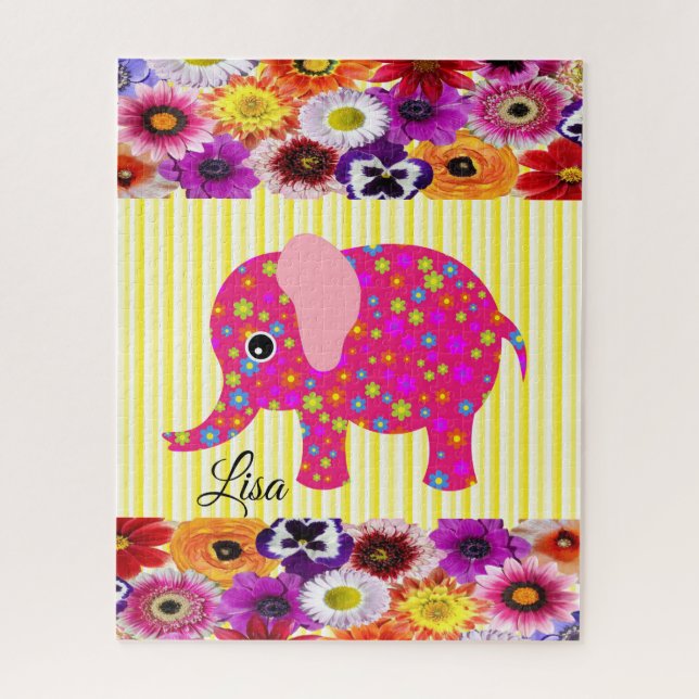 Puzzles Eléphants colorés (Vertical)