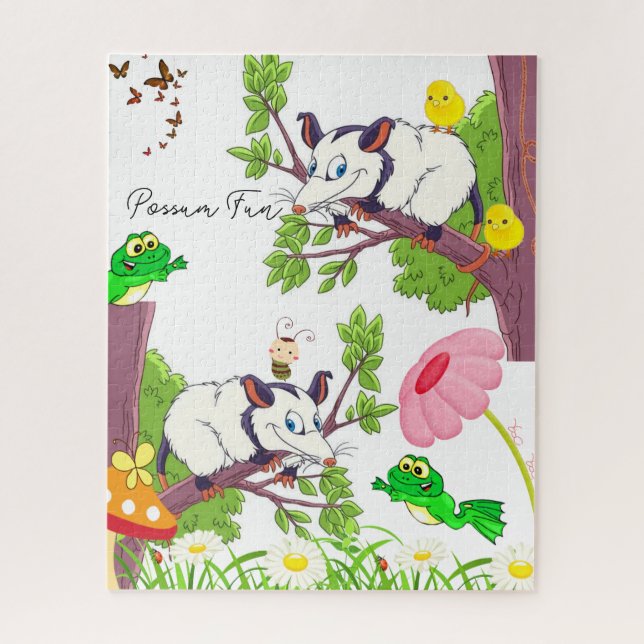 Puzzles farbenfrohe Blumenpossum Kick Frosch (Vertikal)
