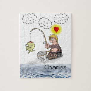 Puzzles Fisherman Fish Sun Water Clouds Fishing