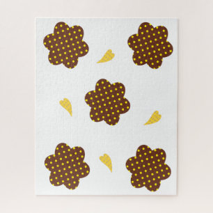 Puzzles Fleurs Jaunes et Brown Coeurs
