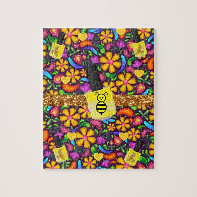 Puzzles Floral Jaune Bumblebee Fleurs (Vertical)