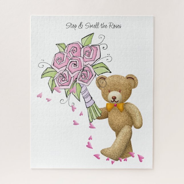Puzzles Floral Teddy Coeurs d'ours rose (Vertical)