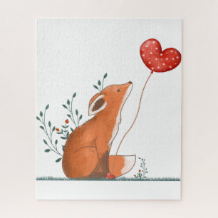 Puzzles Foxy Rote Herzen Frohen Valentinstag