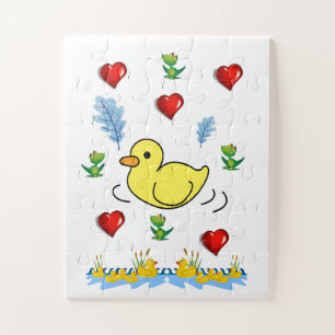 Puzzles Gelbe Enten Rote Herzen 