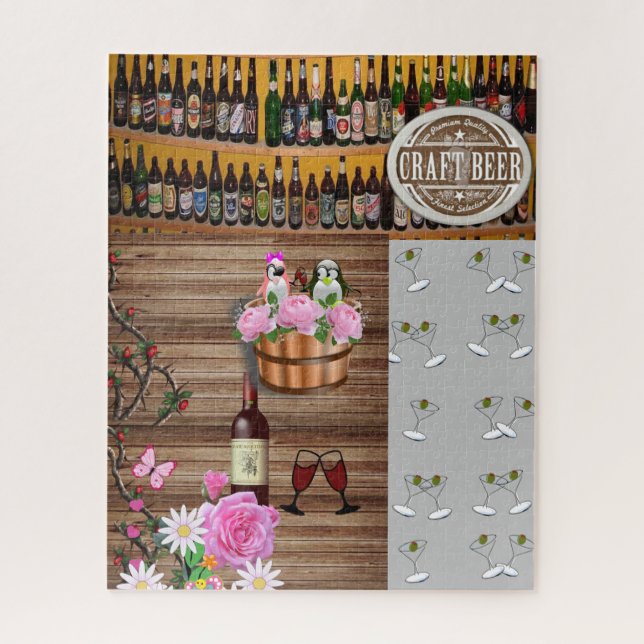 Puzzles Gray Martini Brillen Bierbraun Wein (Vertikal)