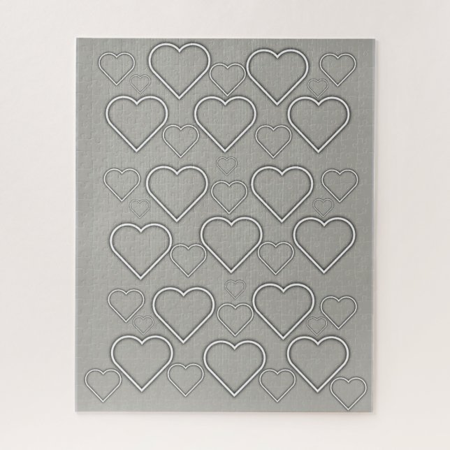 Puzzles Gray White Hearts (Vertikal)