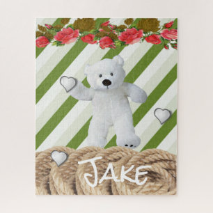 Puzzles Green Stripe Teddy Bears