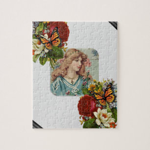 Puzzles Grey Fleurs florales victoriennes Papillon