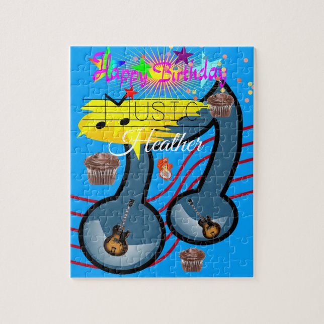 Puzzles Happy Birthday Gitarre Cupcake (Vertikal)