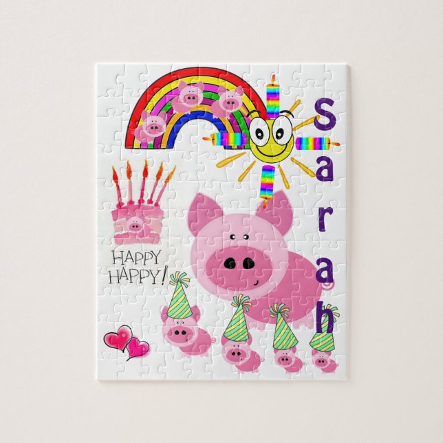 Puzzles Happy Birthday Pink Schweine (Vertikal)