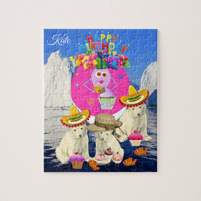Puzzles Happy Birthday Polar Birnenkuchen (Vertikal)