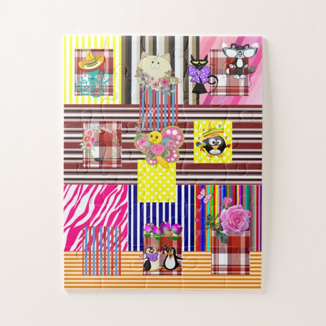Puzzles Happy Stripe Kariert Cats Insane Fun (Vertikal)