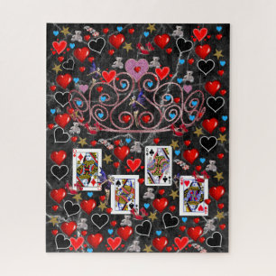 Puzzles Jouer des cartes Coeurs rouges Coeurs noir