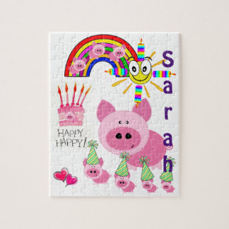 Puzzles Joyeux Anniversaire Cochons Roses