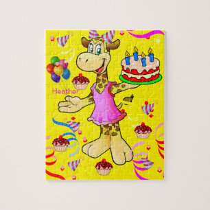 Puzzles Joyeux anniversaire Giraffe Jaune