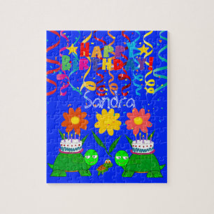 Puzzles Joyeux Anniversaire Tortues Floral