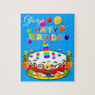 Puzzles Joyeux gâteau aux fruits d'anniversaire