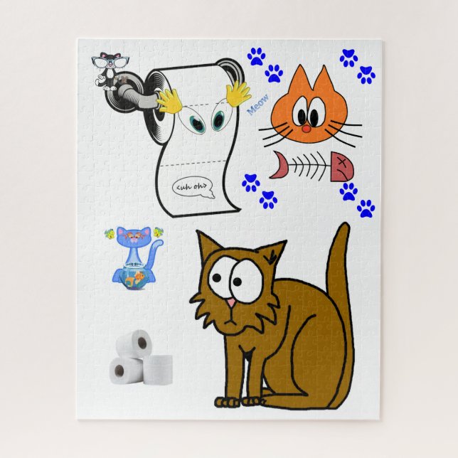 Puzzles Katzen Kätzchen Fischknochen Toilettenpapi (Vertikal)