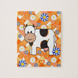 Puzzles Kuh Orange Zickzack Blue Stars