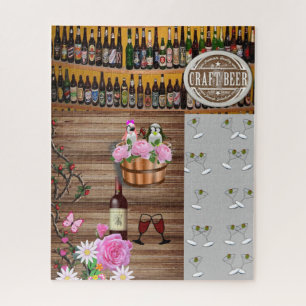 Puzzles Lunettes Gris Martini Bière Vin Floral
