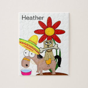 Puzzles Mexique Donkey Dog Floral
