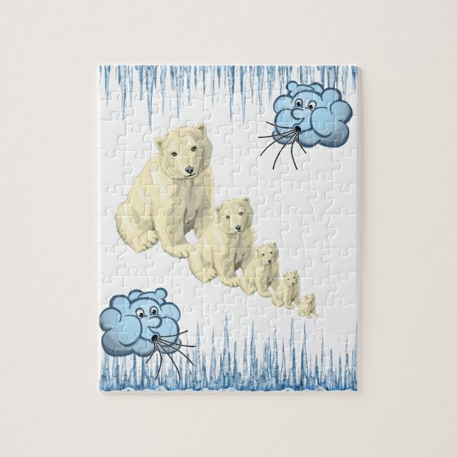 Puzzles Nuages Bleus Ours Polaires Glace (Vertical)