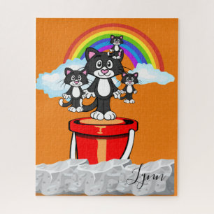 Puzzles Orange Chats Arc-en-ciel