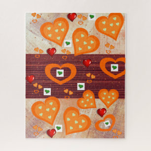 Puzzles Orange Herzmuster