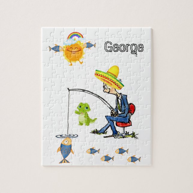 Puzzles Pêche Alligator Poisson Pêcheur arc-en-cie (Vertical)