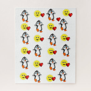 Puzzles Penguin Sun Red Hearts heureux Valentine
