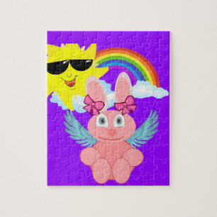 Puzzles Pink Rabbit Rainbow Sun Wolken