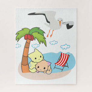 Puzzles Plage Chats Kittens Mouettes